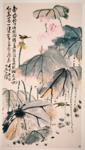 莲花和绿鸟 作者 王振