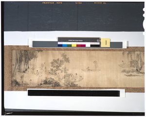沿河渔民的生活，18世纪（丝绸上的墨水和颜色，手卷） 作者 周善冠