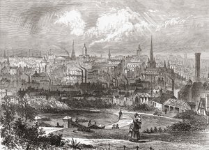 19世纪末英国西米德兰郡的伯明翰，出自1898年出版的《我们自己的国家》。 作者 费迪南德·乔治·沃尔德米勒