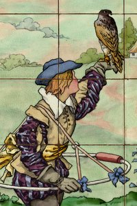 内景，瓷砖面板，画家Furcy Ernest Tondeur，执行者Boch Frères La Louvière，第二面板，细节 作者 . .