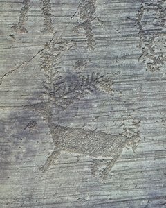 意大利，伦巴第，卡莫尼卡山谷，岩石上的岩画