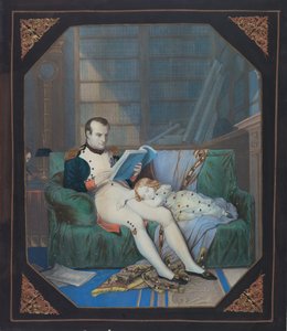 拿破仑在他与罗马国王的书房中，约1860年（石版画）。 作者 . .