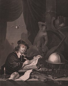 荷兰画家格利特-杜（1613-1675）的肖像，由阿尔伯特-亨利-佩恩根据画作《格利特-杜》雕刻而成，出自佩恩的皇家德累斯顿画廊，由阿尔伯特-亨利-佩恩，H-佩恩德累斯顿和莱比锡出版社，约1840年 作者 塞维里尼