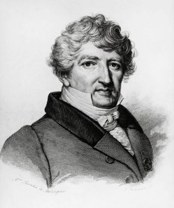 Georges Leopold Chretien Frederic Dagobert Cuvier (1769-1832)的肖像，法国生物学家，版画 作者 塞维里尼