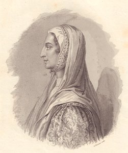 意大利贵族妇女Beatrice Lascaris di Tenda（1372-1418）的肖像，由G Fusinati根据Antonio Campo出版的肖像画进行铜雕。 作者 塞维里尼