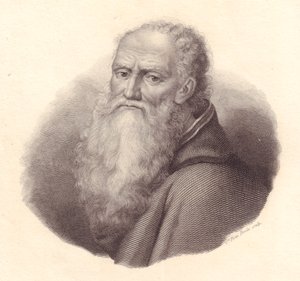 意大利画家Bernardino Luini（约1481-1532）的肖像，Caterina Piotti-Pirola根据Luini的自画像进行的铜版画。 作者 William Walcutt