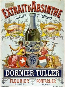 苦艾酒广告 DOrnier Tuller，色版画 1890年 作者 弗雷德里克（致）巴纳德