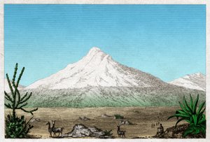 从厄瓜多尔塔皮亚高原看钦博拉索火山，约1840年（雕刻）。 作者 . .
