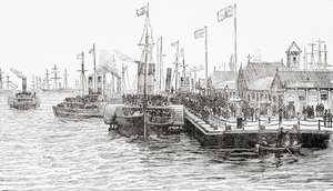 利物浦码头的王子登陆舞台，利物浦，英格兰 作者 . .