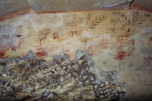 树，壁画，蓝色恶魔之墓，塔尔基尼亚墓园（联合国教科文组织世界遗产名录，2004年），意大利拉齐奥，伊特鲁里亚文明，公元前5世纪（照片）。 作者 Georg Carl Heinrich Dollmann