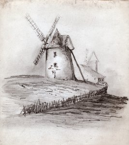 法国诺曼底的风车。约1830年（插图）。 作者 . .