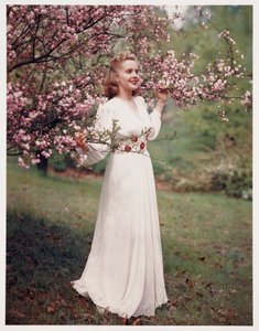 女人在开花附近做衣服的模特，约1940年代 作者 弗雷德里克（致）巴纳德