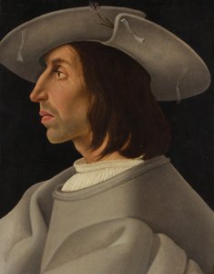 一个男人的侧面肖像，约1525年。 作者 意大利画家
