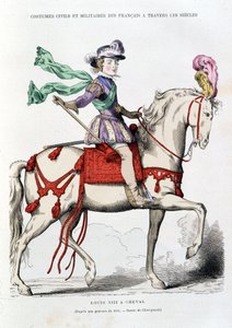 路易十三骑在马背上，来自 1615 年的版画 - Chevignard 的绘画。 作者 after Chevignard