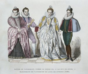 Lorraine-Vaudemont的Louise（1553-1601），Guri公爵（1549-88）Henri III的妻子，Vaudemont的Marguerite（1564-1625）和Joyeuse的Anne（1561-87） 作者 在谢维纳德之后