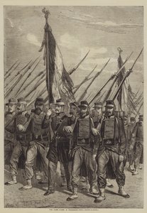 旗帜在游行中承载 作者 在丹尼斯·奥古斯特·玛丽·拉夫特之后