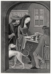 玩国际象棋，由T.弗莱雕刻 作者 放学后