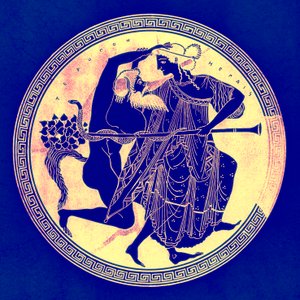 Satyr和Maenad，JE Harrison和DS MacColl的希腊花瓶绘画插图，1894年出版（数字增强图像）