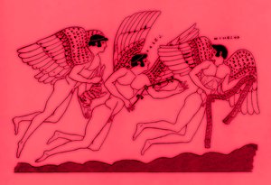 三个有翅膀的爱神，来自JE Harrison和DS MacColl的希腊花瓶画的插图，出版于1894年（数字增强图像） 作者 放学后