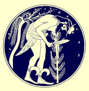 伍德曼在工作，来自JE哈里森和DS MacColl的希腊花瓶绘画插图，1894年出版（数字增强图像） 作者 放学后