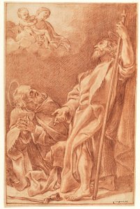 圣母子与圣安东尼方丈和大雅各布 作者 after Giovanni Lanfranco
