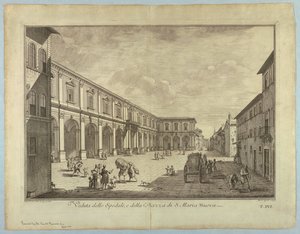 佛罗伦萨景色，选自 "Scelta di XXIV Vedute delle principali contrade, piazze, chiese, e palazzi della Città di Firenze "的图版。