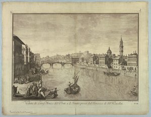 佛罗伦萨景色，选自 "Scelta di XXIV Vedute delle principali contrade, piazze, chiese, e palazzi della Città di Firenze "的图版。