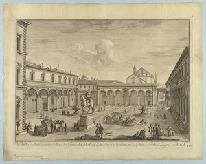 佛罗伦萨景色，选自 "Scelta di XXIV Vedute delle principali contrade, piazze, chiese, e palazzi della Città di Firenze "的图版。
