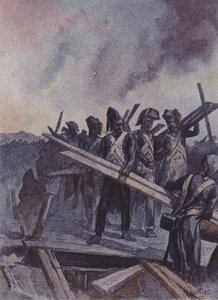 建立浮桥的法国士兵在Arcole争斗，意大利，1796年