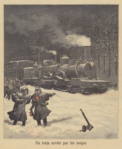 一列火车停在雪地上 作者 在Henri Meyer之后
