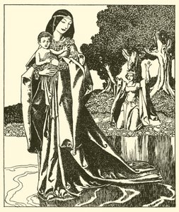 Lady Nymue将Launcelot带入湖中