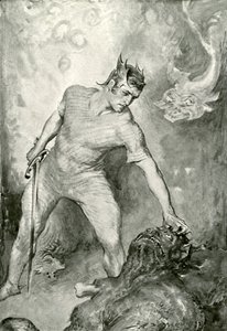 Beowulf剪掉了Grendel的头 作者 在约翰·亨利·弗雷德里克·培根之后