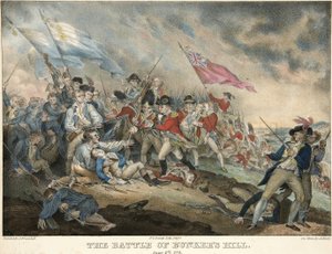 1775年6月17日，Bunkers Hill战役由Alfred Hoffy（1790-1860）雕刻，酒吧。 1786年（手工彩色雕刻） 作者 在约翰·特朗布尔之后