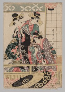 吉原妇女的春日街景 作者 北川歌麿之后