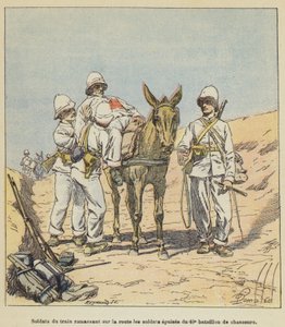 火车的士兵在路上捡到第40营的chasseurs的精疲力竭的士兵 作者 在路易斯·查尔斯·轰炸之后