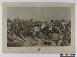 1898年奥姆杜尔曼战役中第21枪骑兵的指控（彩色照相凹版）
