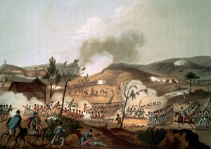 1809年1月17日，Corunna战役（彩色aquatint）