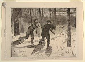 冬季在阿迪朗达克山脉遛鹿》，摘自《每个星期六》，1871 年 1 月 21 日，第 57 页。 作者 在温斯洛荷马之后