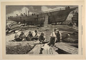 造船，格洛斯特港，来自《哈珀周刊》，1873年10月11日，第900页。