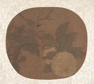 山茶花枝上的鸟 作者 匿名的