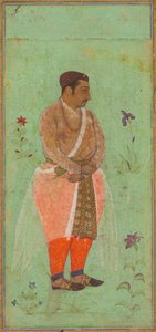 苏拉杰-辛格-拉托尔（Suraj Singh Rathor）的肖像，他是马尔瓦尔的拉贾和沙贾汗的舅父：胡拉姆王子相册中的一页 作者 归功于Bishandas