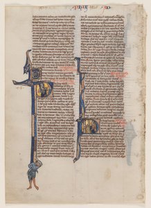 拉丁文圣经的叶片：首字母 P：圣保罗与剑和书 作者 circle or workshop of William de Brailes