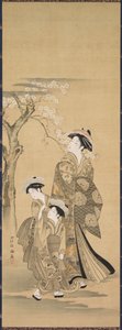 妇女和两个孩子 作者 仿照久保顺曼
