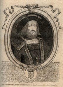 Childebert II (c. 570 - 596)，澳大利亚国王的肖像 - Childebert II 570 至 595 澳大利亚的墨洛温王朝国王 - 雕刻自“Les Augustes Representations de tous les Kings de France from Pharamond to LouisXIV”，巴黎 作者 德拉梅辛