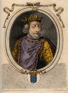 Pepin III dit Pepin le Brief (714-768)法国国王的肖像 - Pepin III (714-768) (Pepin the Short) 法兰克人的国王 - 雕刻自《Les Augustes Representations de tous les Kings de France from Pharamond to LouisXIV》，巴黎