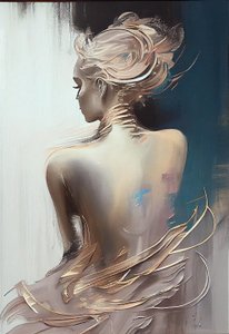剪影画：从背后看坐着的穿衣女子