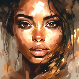 抽象美丽的棕色女人画，自然美，墙壁艺术印刷品