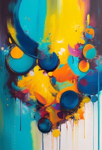 Abstract composition with vibrant color, wall Art print on demand