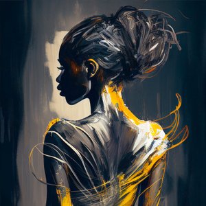 从背后看到的非洲女人 抽象油画，墙面艺术打印