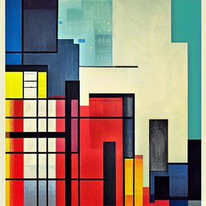 画布上的建筑几何抽象 , 壁画打印